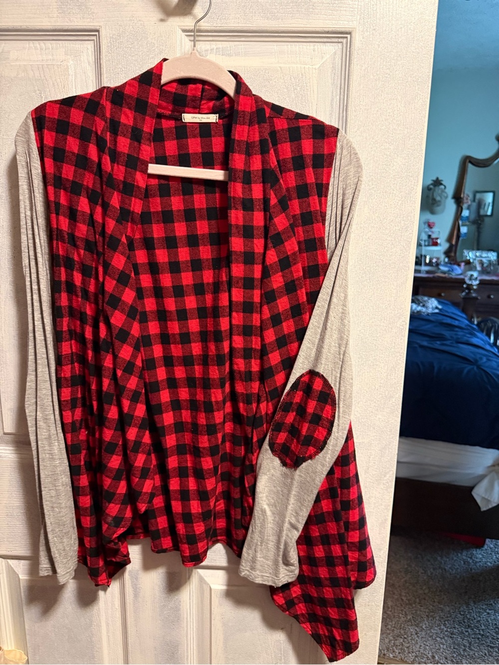 12PM by Mon Ami Red and Black Buffalo Plaid Shirt Jacket